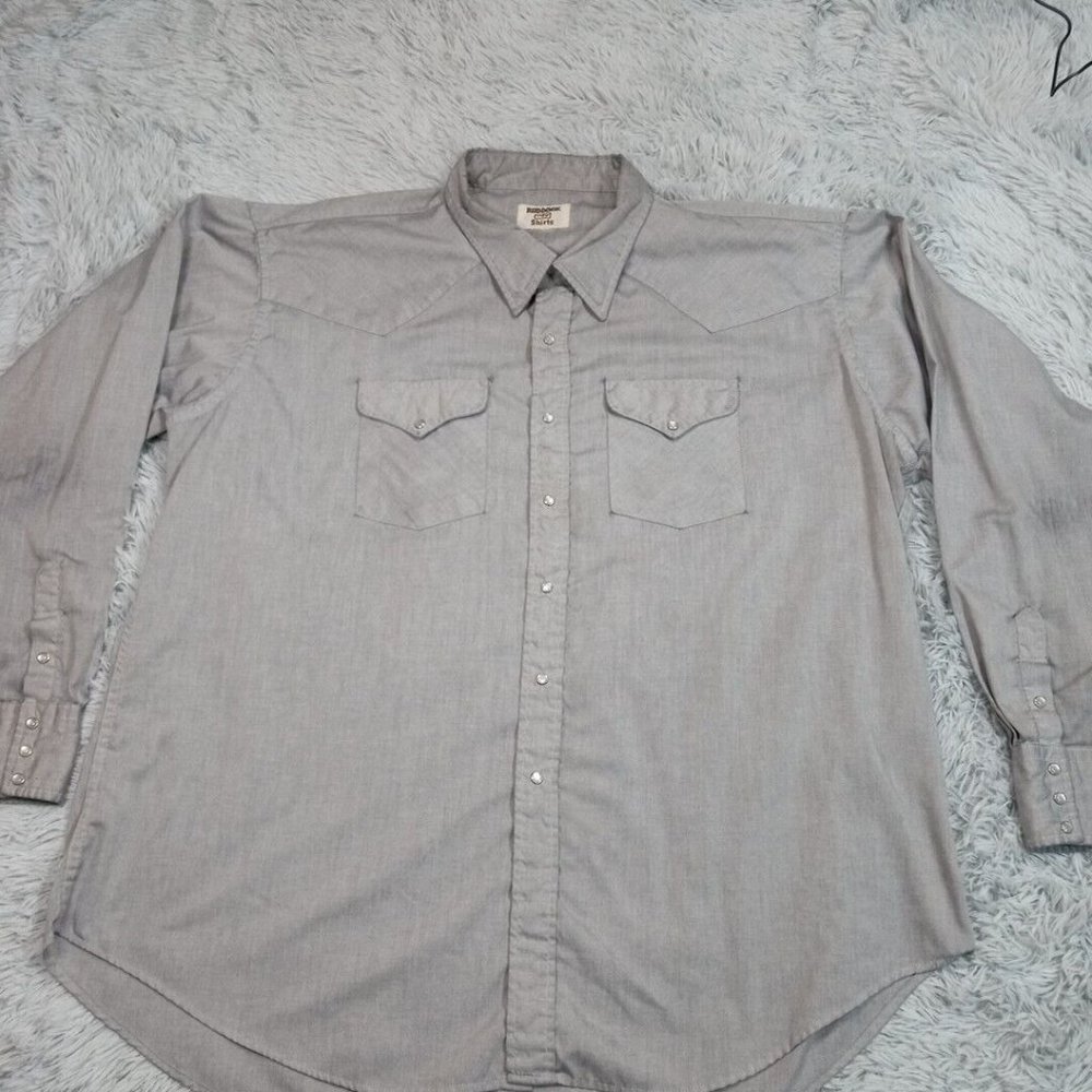 Vintage Ruddock Mens Shirt Western Pearl Snap Gray Workwear Chore Rancher 4X‎